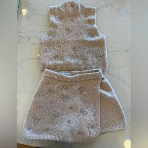 Zara Girls Coquette Bow Beige Skirt Skort Set 9 10